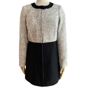 KARL LAGERFELD | Paris Tweed Black/White Long Fleck Jacket Ready-To-Wear  6 New